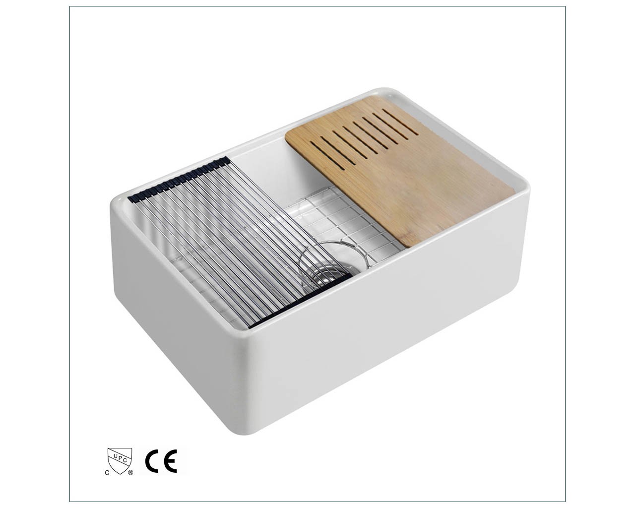 ine Fireclay Double Bowl Kitchen Sink 3020