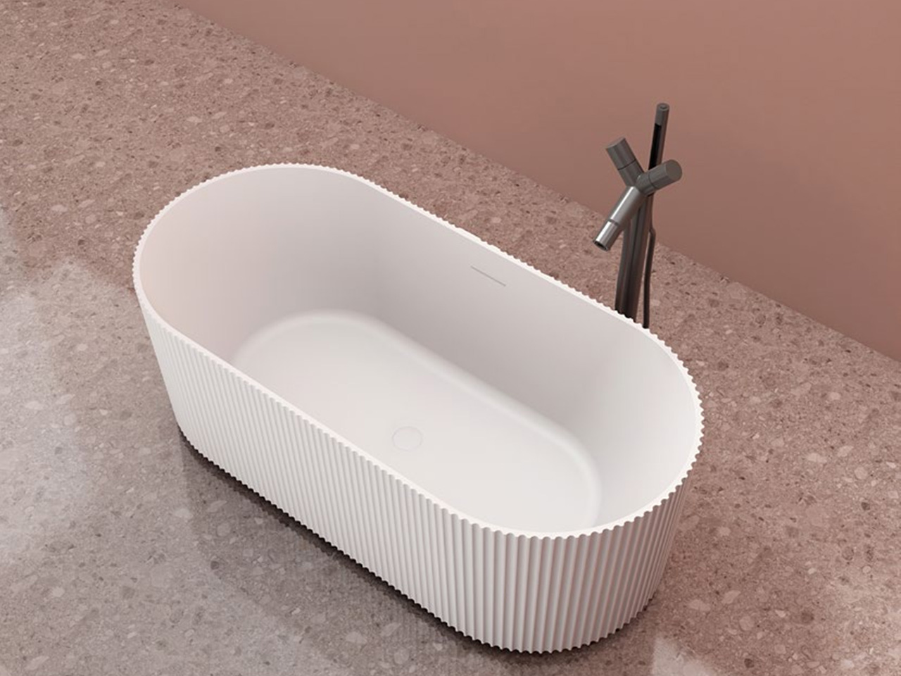 Fluted Solid Surface Bathtub for Luxury Projects 8681