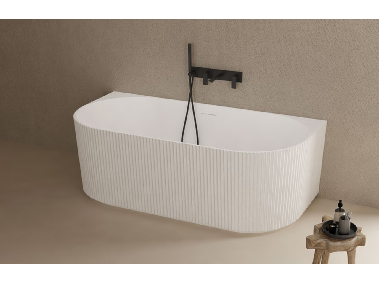 Fluted Back to Wall Solid Surface Bathtub for Timeless Elegance 8686
