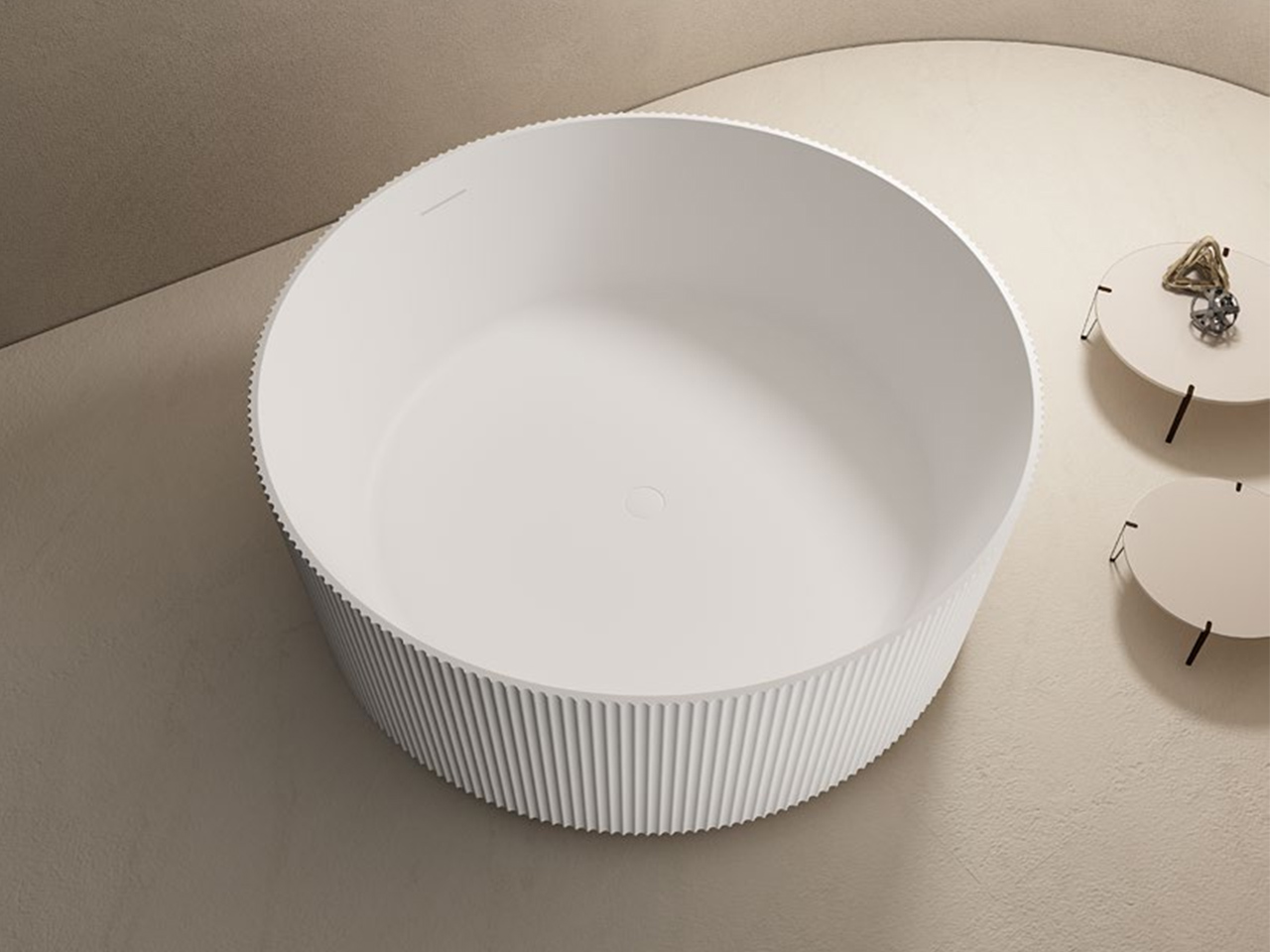 Luxury BESILI Fluted Solid Surface Bathtub for Premium Developments 8689