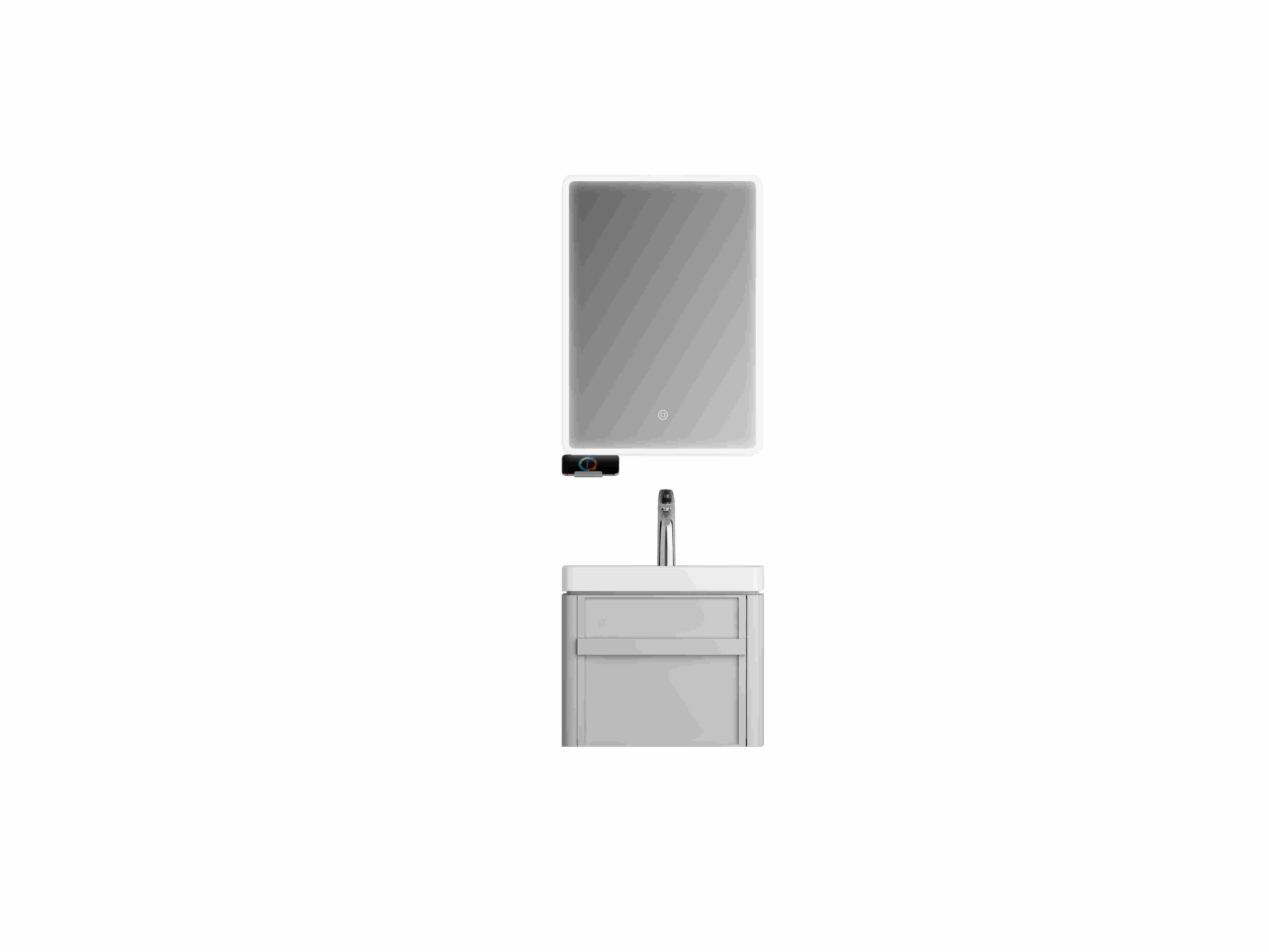 Modern apartment wall-mounted rectangular mirror cabinet set with mobile phone stand  KLCS-500