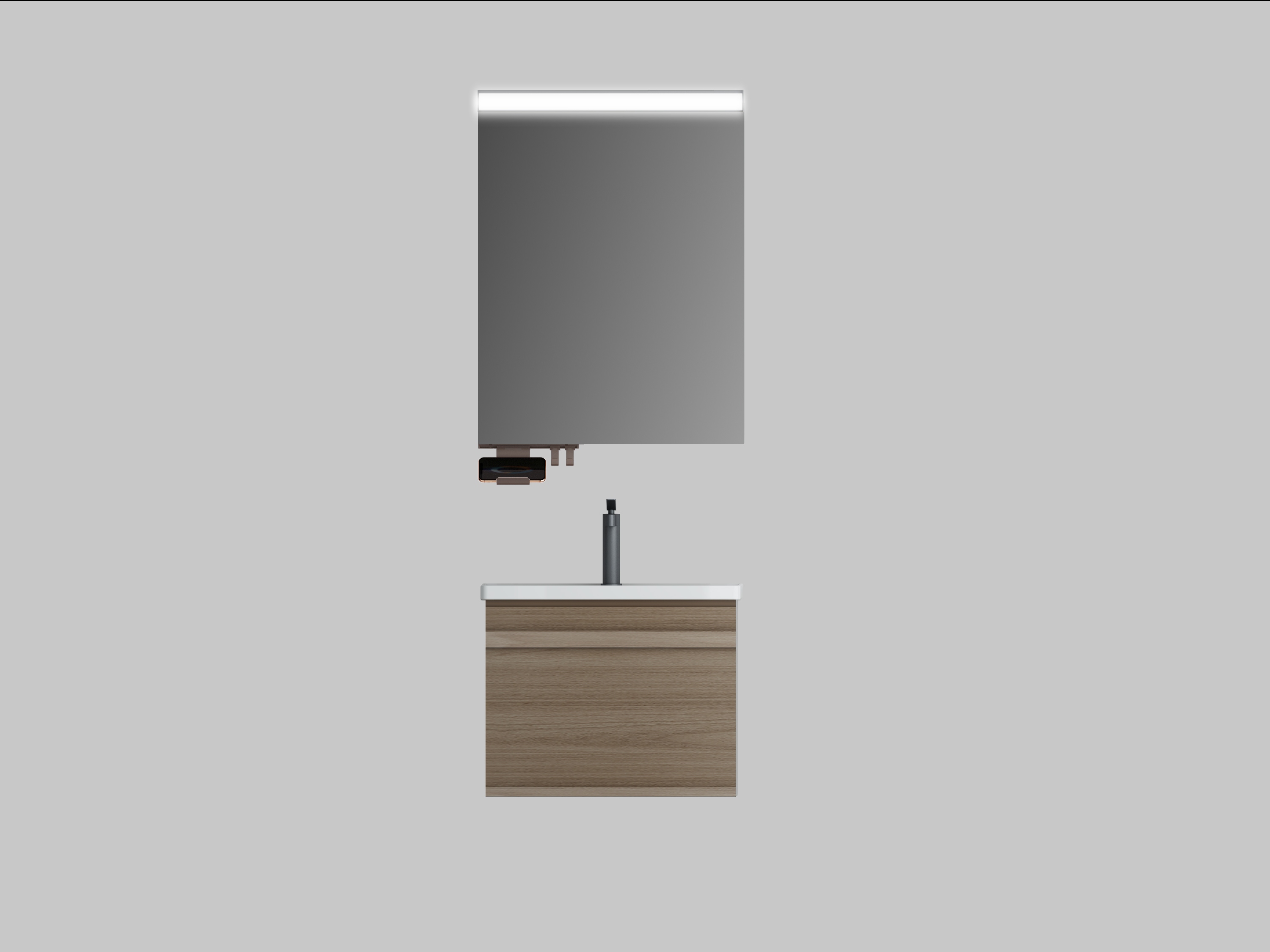 The waterproof plywood rectangular mirror cabinet set with stand is suitable for luxury hotel bathroom  LEOS-600