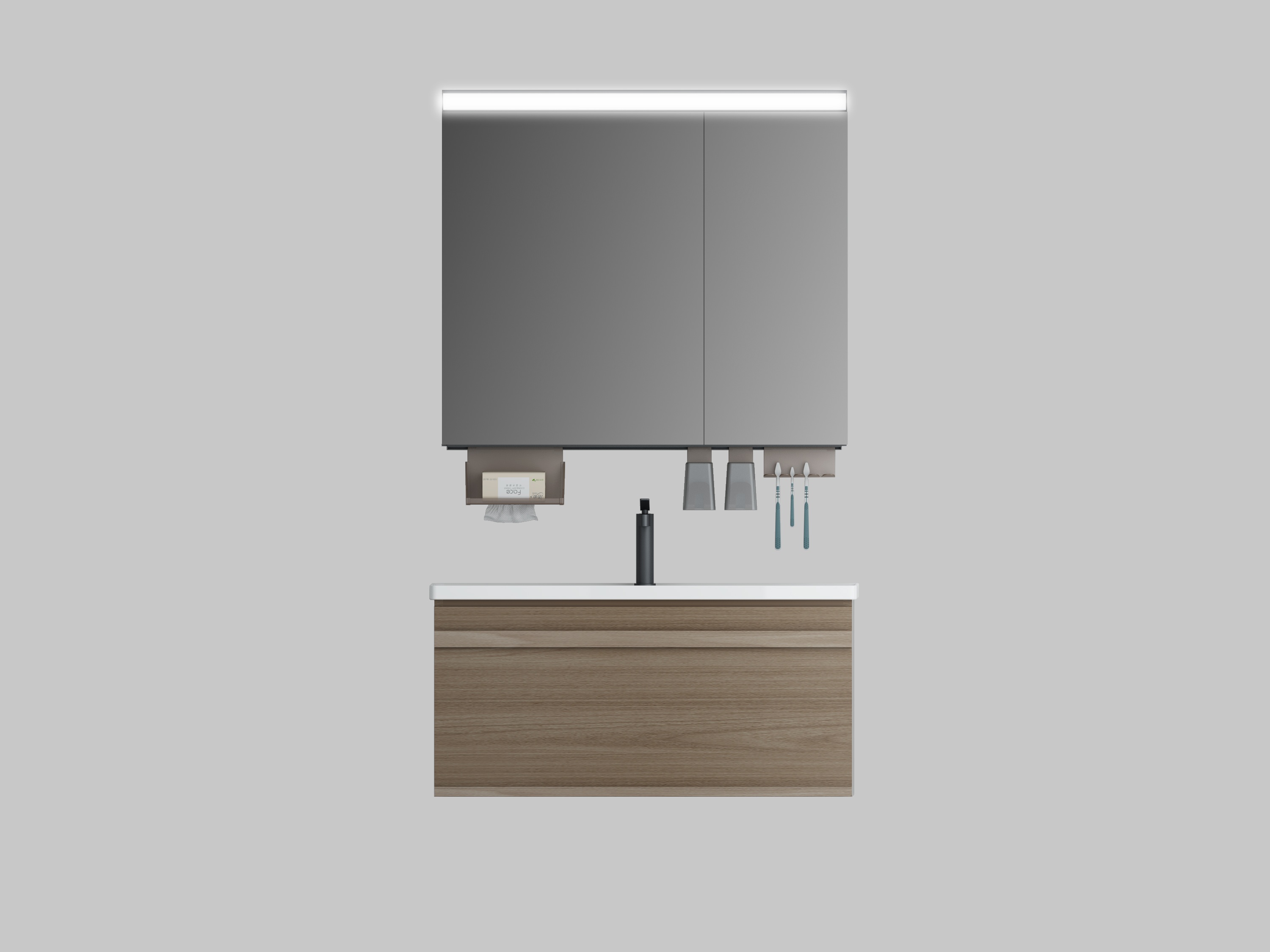 Waterproof plywood bathroom objective lens cabinet set with stainless steel bracket  LEOS-900