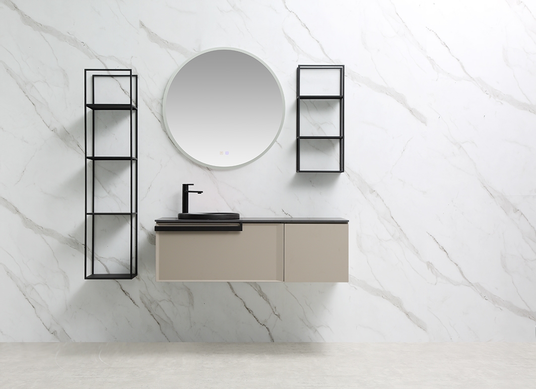 High-quality ceramic sink wall-mounted bathroom mirror cabinet set with two stainless steel shelves  LOCA-1200
