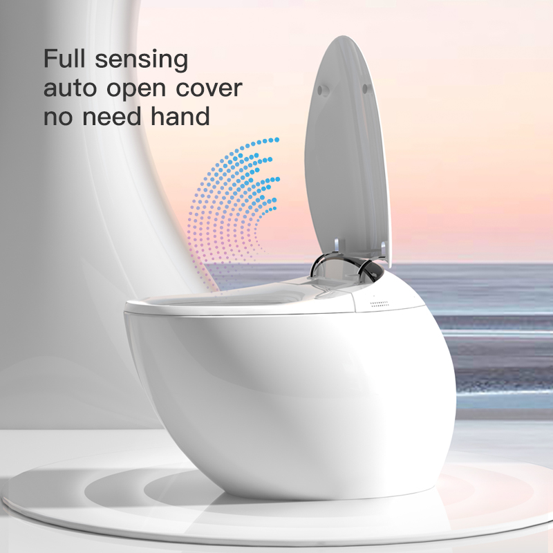 Self-contained scented fully automatic sensor-operated floor-standing egg-shaped ceramic toilet   Y1