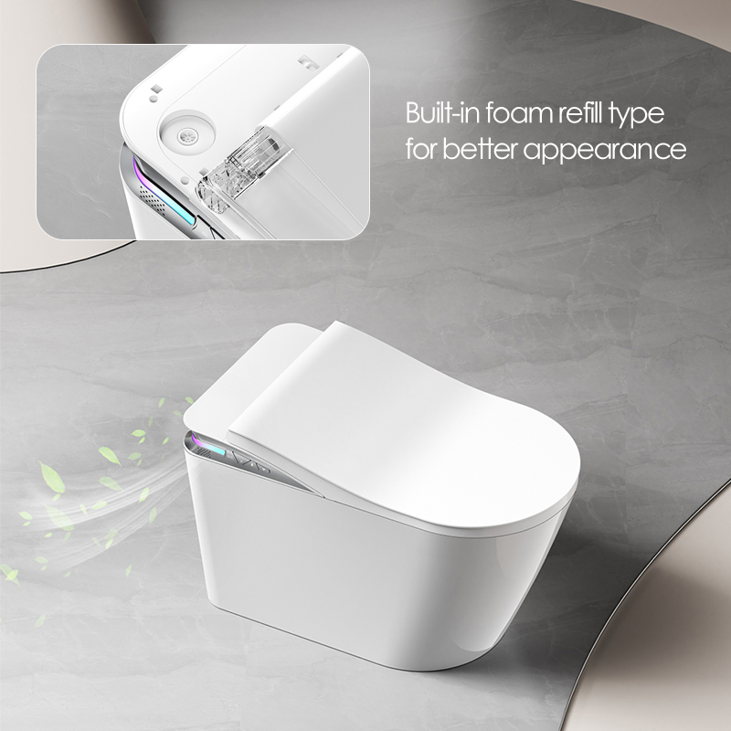 Modern luxury bathroom features an integrated smart toilet with deodorizing aroma function and multiple functions  K2