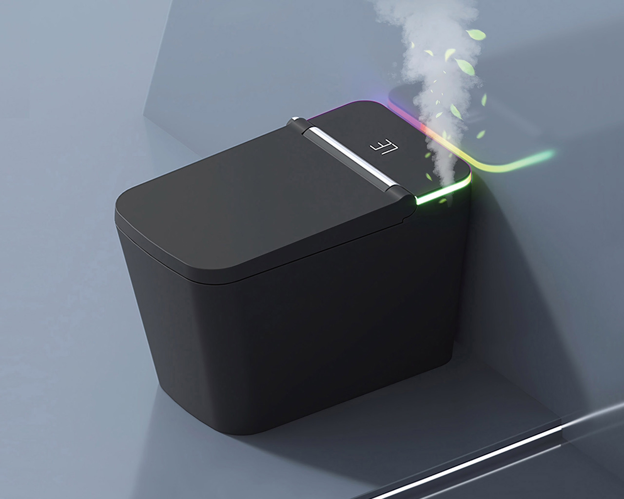 Matte black square modern fully automatic flushing ceramic smart toilet with ultraviolet disinfection  F5