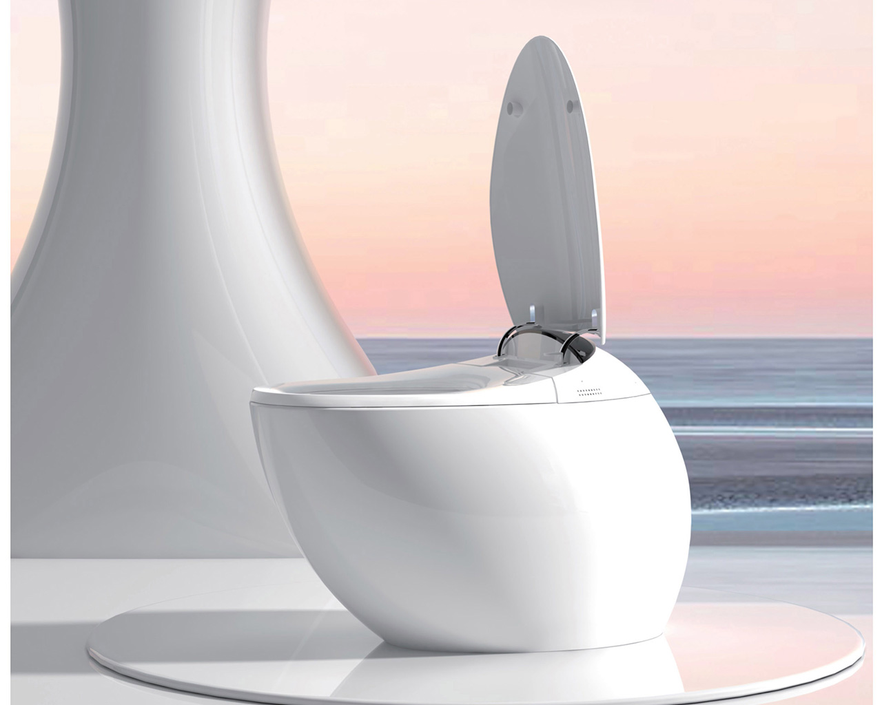 Self-contained scented fully automatic sensor-operated floor-standing egg-shaped ceramic toilet   Y1