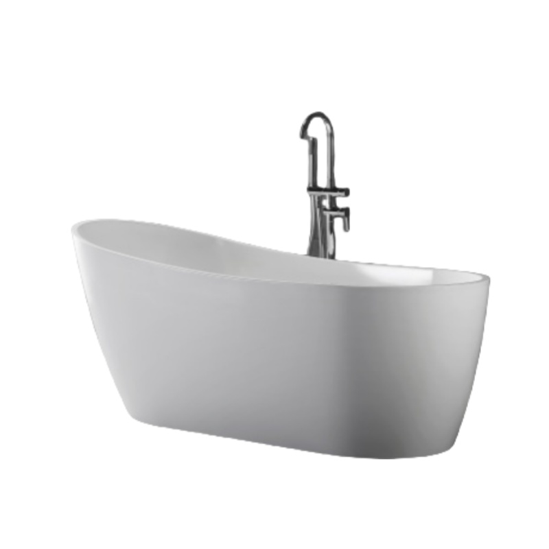 Modern minimalist style white acrylic freestanding soaking bathtub  128