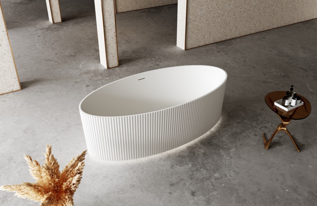 High-quality acrylic white oval standalone soaking bathtub  7687