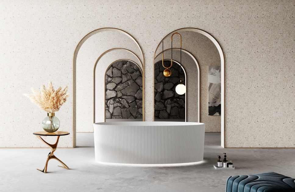 Modern large-sized acrylic oval bathtub with hot water soaking function  7688