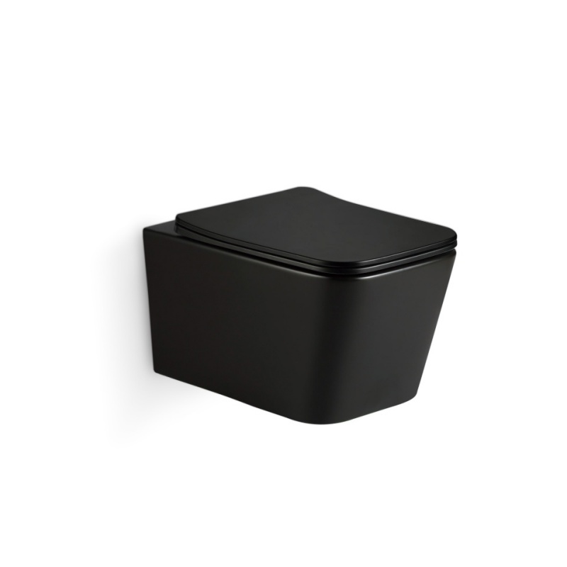 Modern bathroom fixtures - wall-mounted black ceramic toilet with frameless design  5170MB