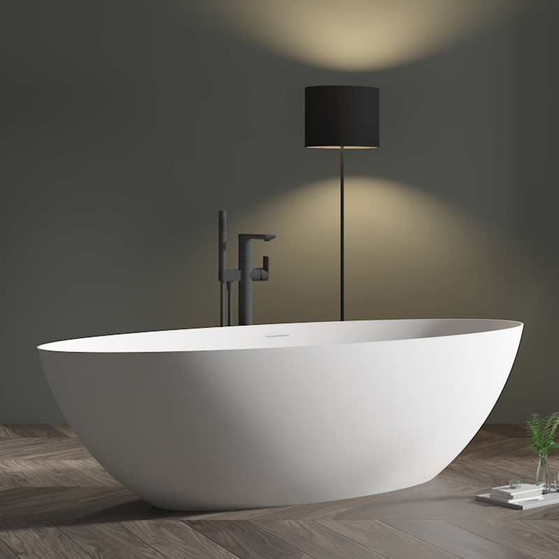oval standalone bathtub made of artificial stone is suitable for the bathroom.  8863