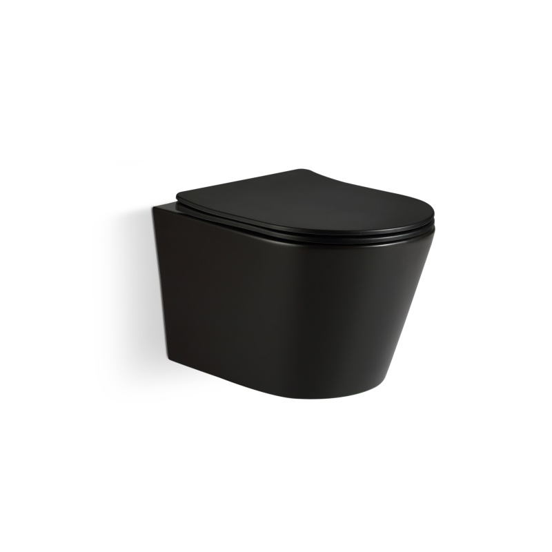 Matte black ceramic wall-mounted flush toilet with hidden water tank and frameless design  5178MB
