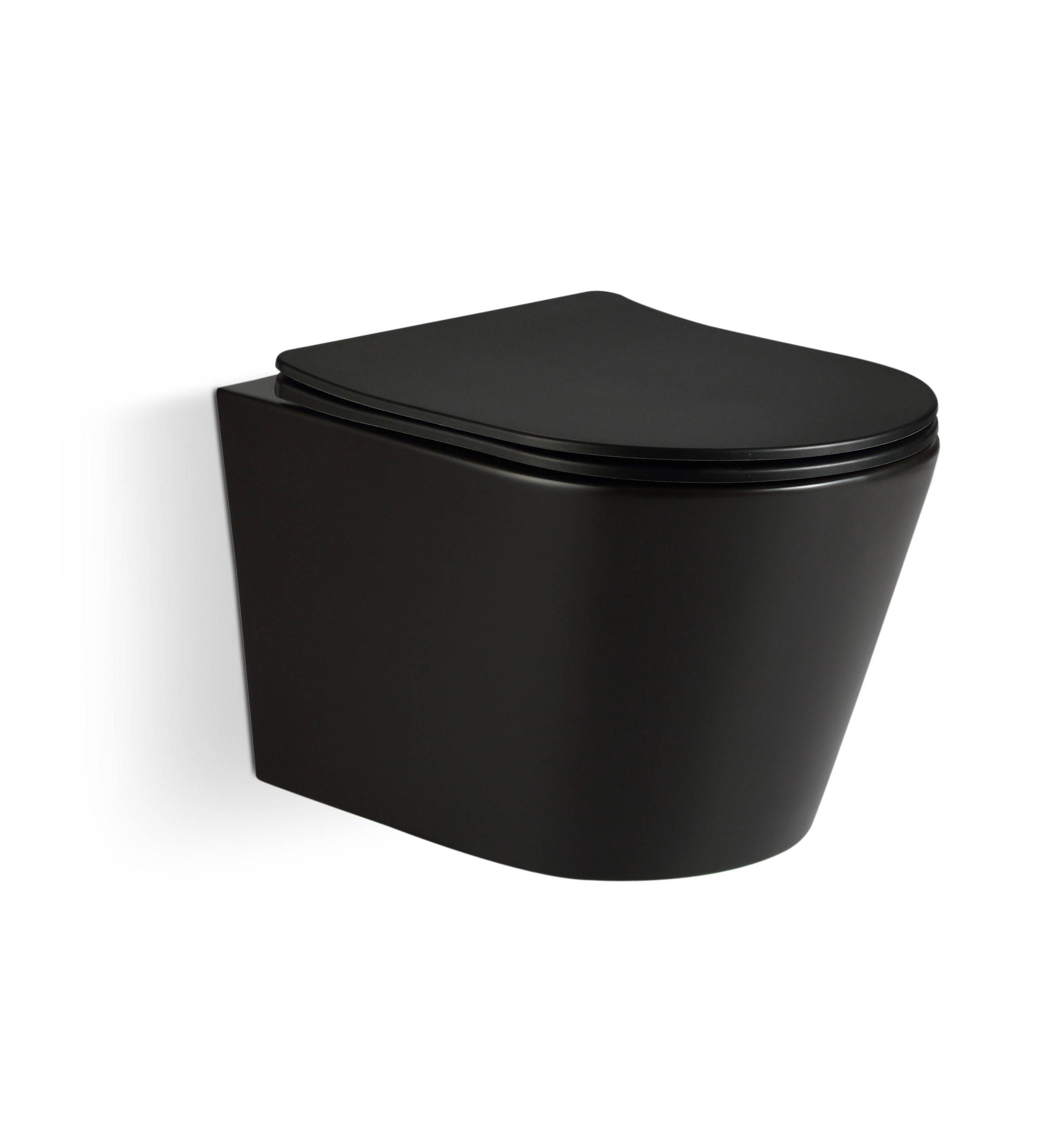 Matte black ceramic wall-mounted flush toilet with hidden water tank and frameless design  5178MB