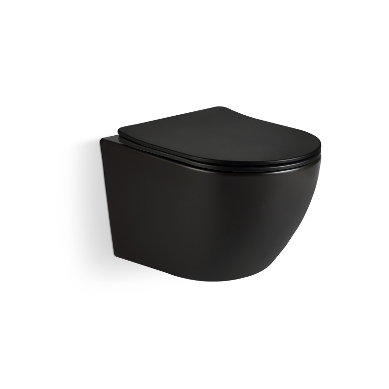 Modern hotel bathroom concealed water tank wall-mounted matte black ceramic toilet  5176MB