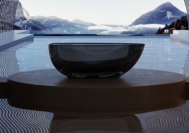 The transparent standalone resin bathtub is suitable for use in the luxurious hotel bathrooms.  8202T