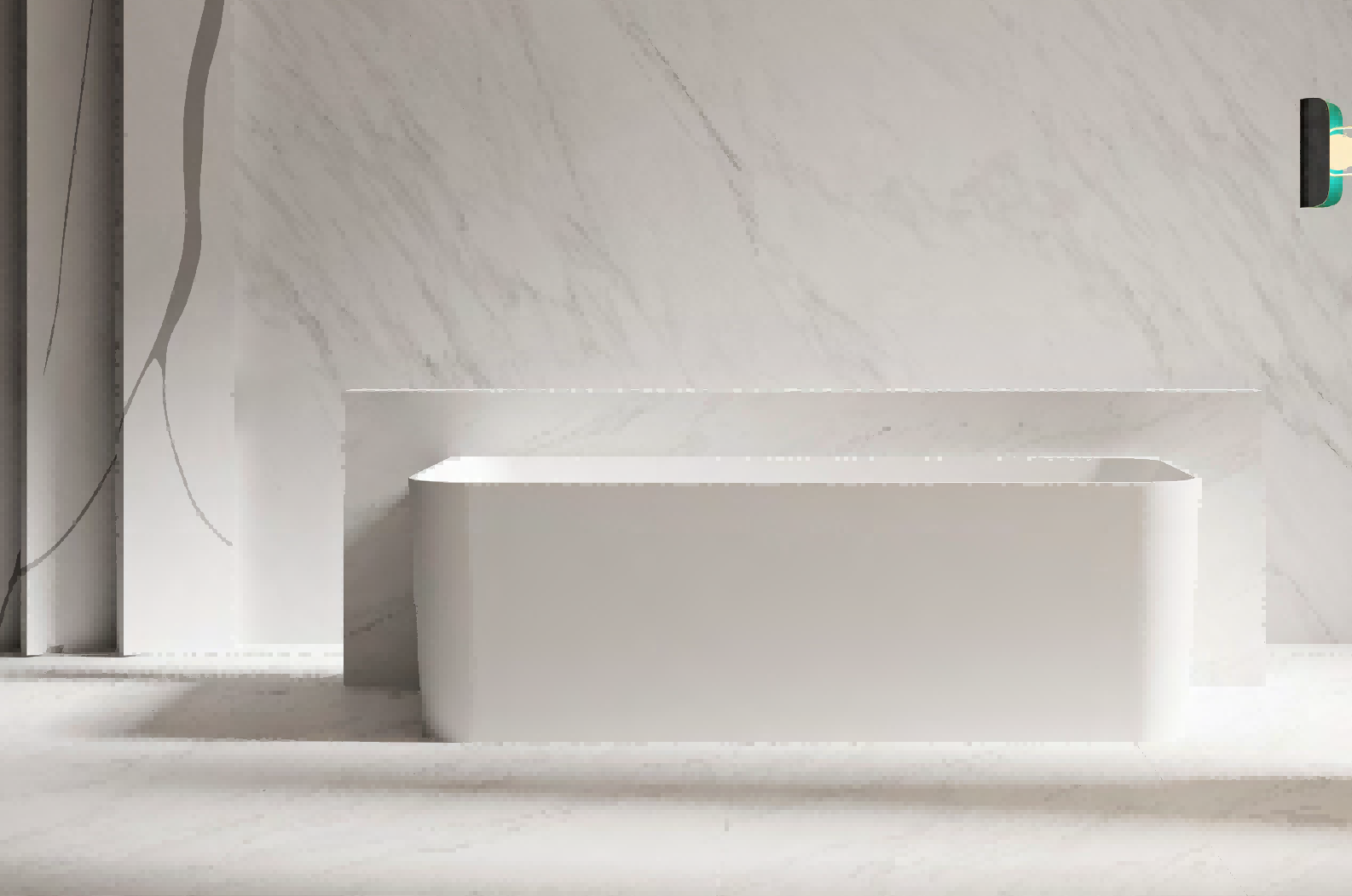 Large-sized white rectangular artificial stone soaking bathtub in an upscale hotel  8506