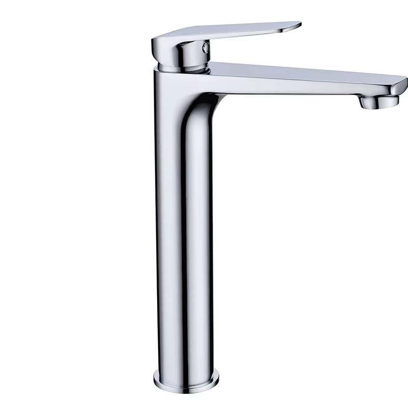 Bathroom vanity sink with a tall brass basin and a brass faucet mixer  HD7021