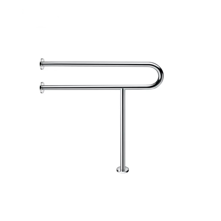 Barrier-free bathroom with U-shaped handrails and floor-standing supports  7074